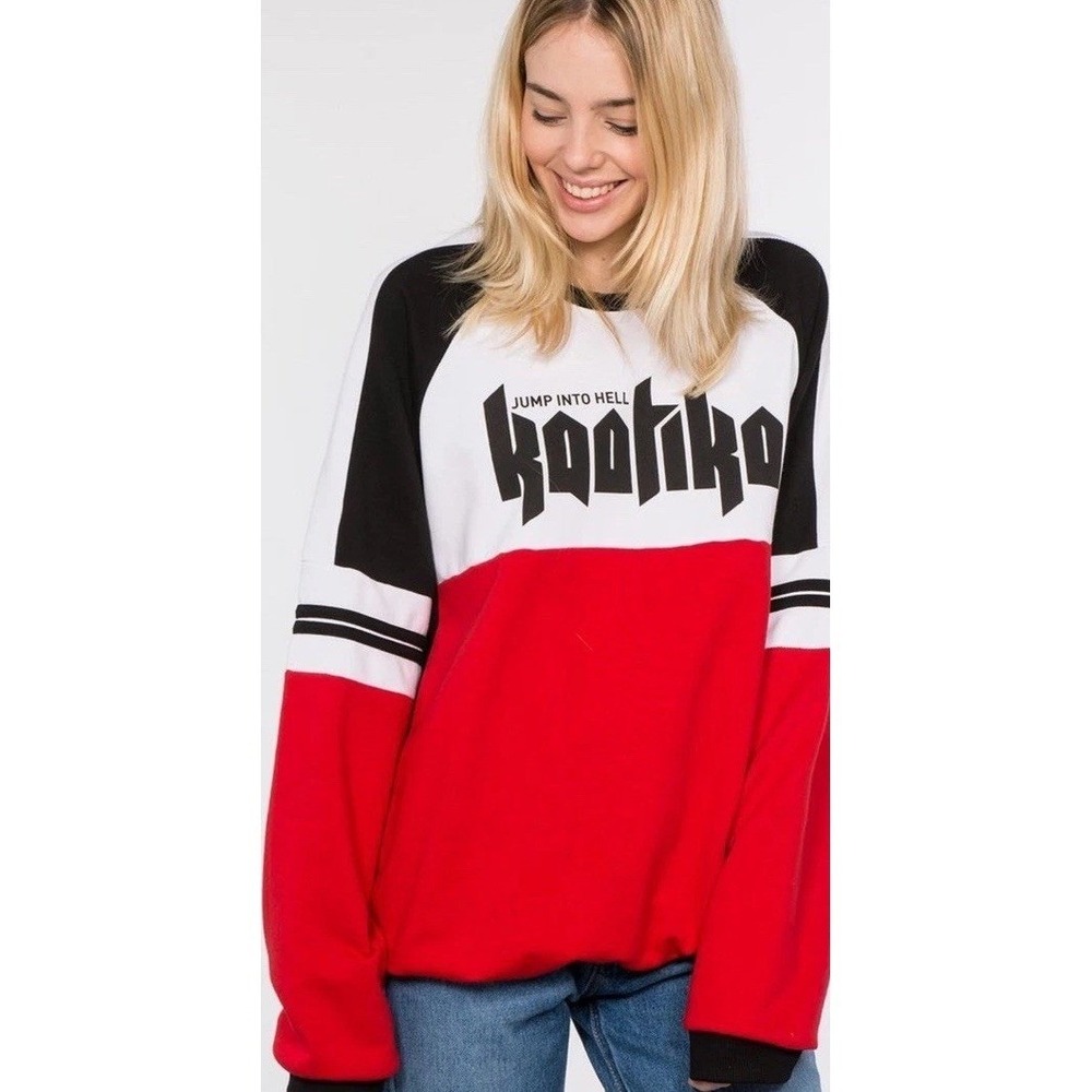 Kaotiko Sweatshirt Unisex Large Red White Black Jump Into Hell Colorblock BCN